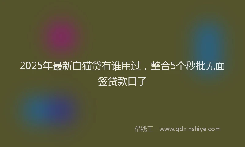 2025年最新白猫贷有谁用过，整合5个秒批无面签贷款口子