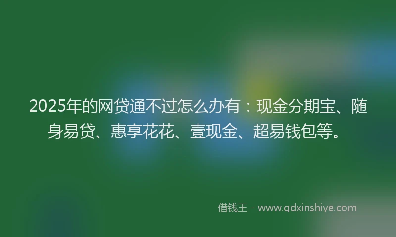 2025年的网贷通不过怎么办有：现金分期宝、随身易贷、惠享花花、壹现金、超易钱包等。