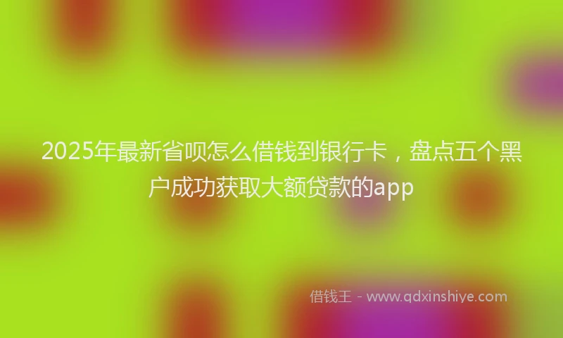 2025年最新省呗怎么借钱到银行卡，盘点五个黑户成功获取大额贷款的app