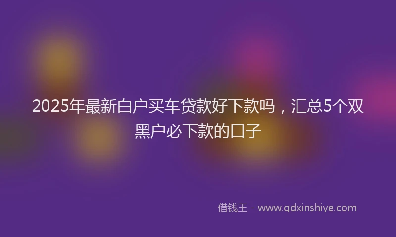 2025年最新白户买车贷款好下款吗，汇总5个双黑户必下款的口子