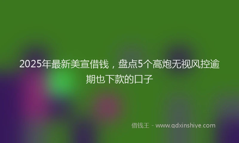 2025年最新美宣借钱，盘点5个高炮无视风控逾期也下款的口子