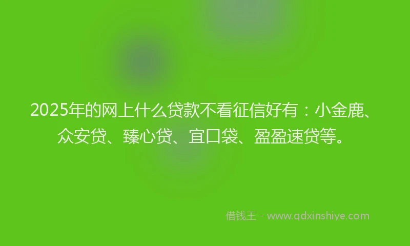 2025年的网上什么贷款不看征信好有：小金鹿、众安贷、臻心贷、宜口袋、盈盈速贷等。