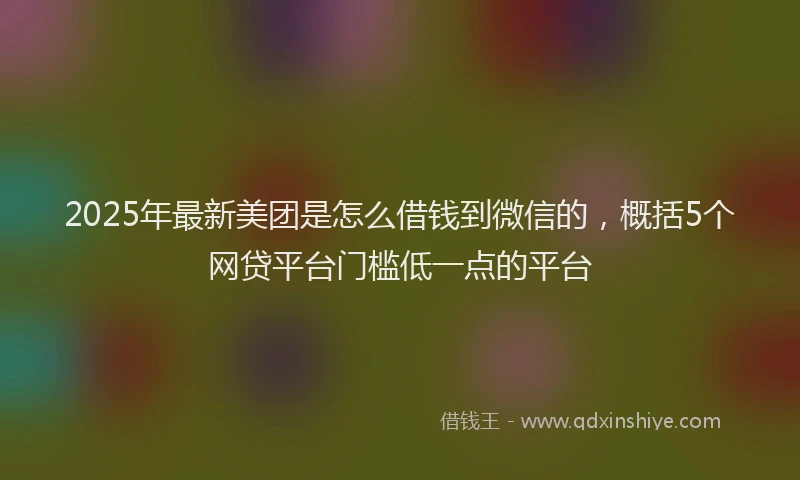 2025年最新美团是怎么借钱到微信的，概括5个网贷平台门槛低一点的平台