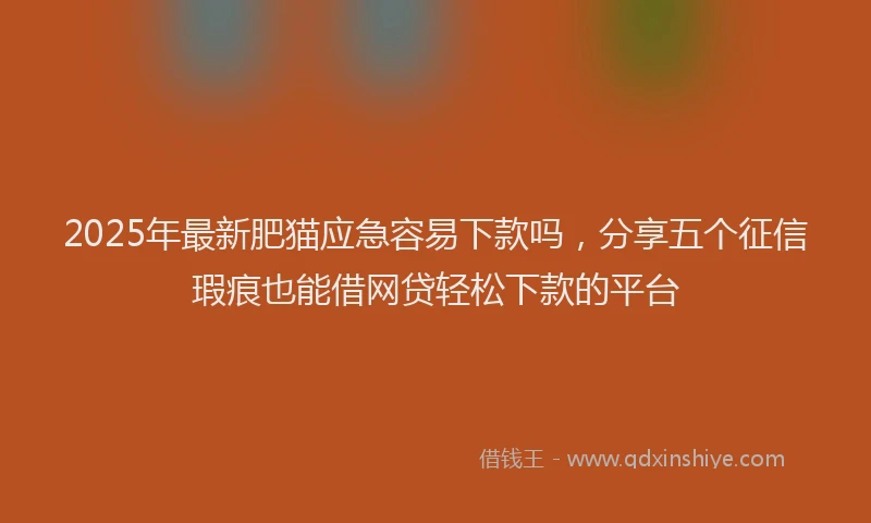 2025年最新肥猫应急容易下款吗，分享五个征信瑕疵也能借网贷轻松下款的平台