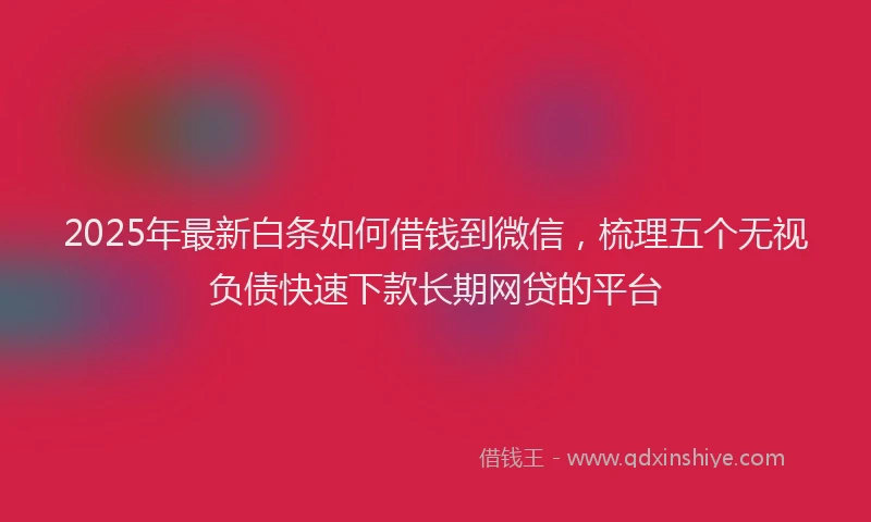 2025年最新白条如何借钱到微信，梳理五个无视负债快速下款长期网贷的平台