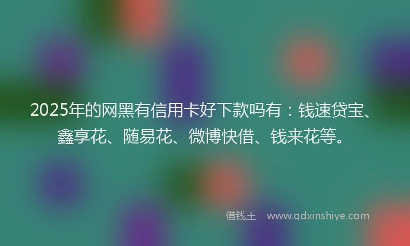 2025年的网黑有信用卡好下款吗有：钱速贷宝、鑫享花、随易花、微博快借、钱来花等。