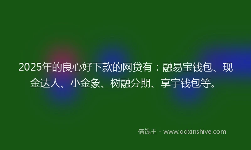 2025年的良心好下款的网贷有：融易宝钱包、现金达人、小金象、树融分期、享宇钱包等。