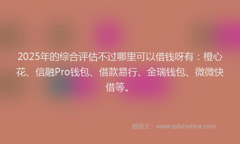 2025年的综合评估不过哪里可以借钱呀有：橙心花、信融Pro钱包、借款易行、金瑞钱包、微微快借等。