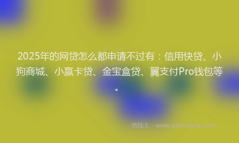 2025年的网贷怎么都申请不过有：信用快贷、小狗商城、小赢卡贷、金宝盒贷、翼支付Pro钱包等。