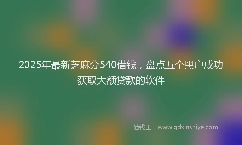 2025年最新芝麻分540借钱，盘点五个黑户成功获取大额贷款的软件