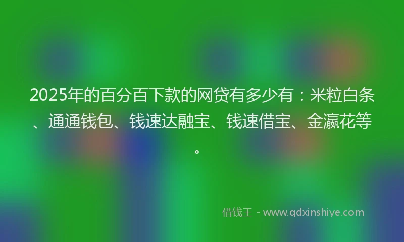 2025年的百分百下款的网贷有多少有：米粒白条、通通钱包、钱速达融宝、钱速借宝、金瀛花等。