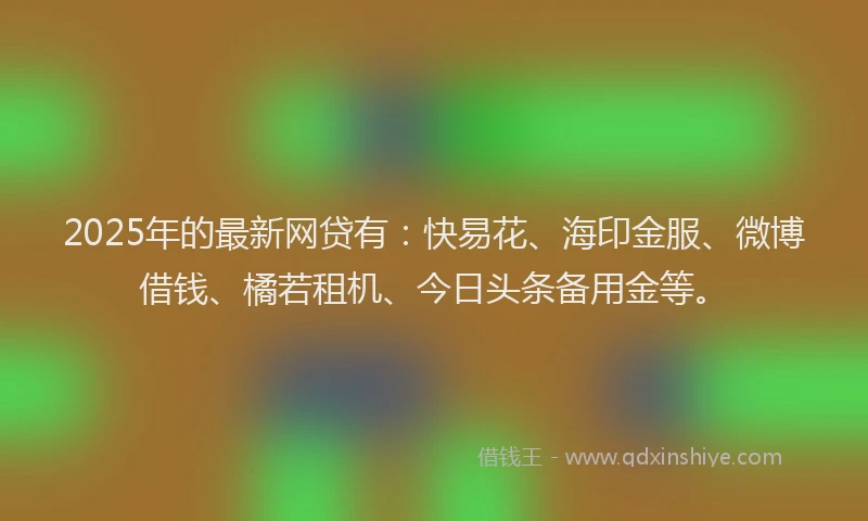 2025年的最新网贷有：快易花、海印金服、微博借钱、橘若租机、今日头条备用金等。