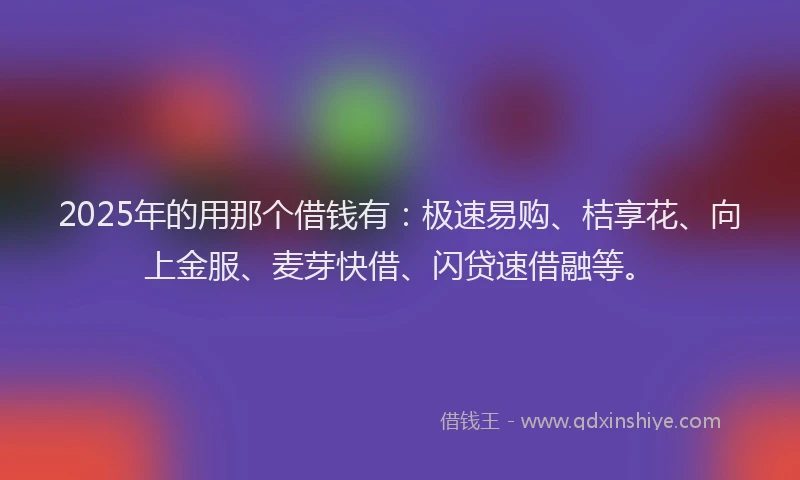 2025年的用那个借钱有：极速易购、桔享花、向上金服、麦芽快借、闪贷速借融等。
