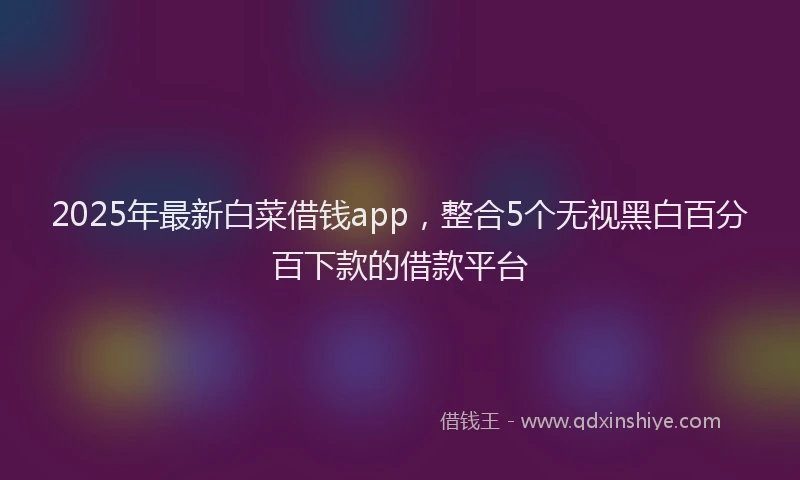 2025年最新白菜借钱app，整合5个无视黑白百分百下款的借款平台