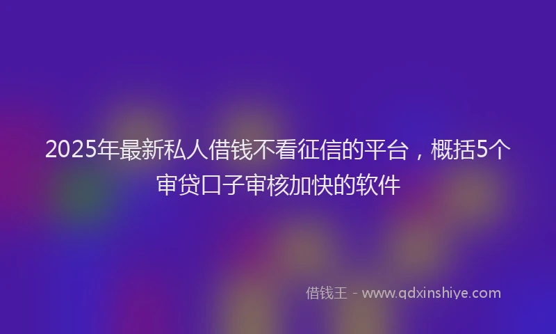 2025年最新私人借钱不看征信的平台，概括5个审贷口子审核加快的软件