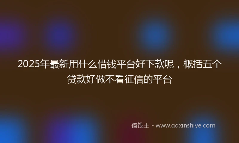 2025年最新用什么借钱平台好下款呢，概括五个贷款好做不看征信的平台