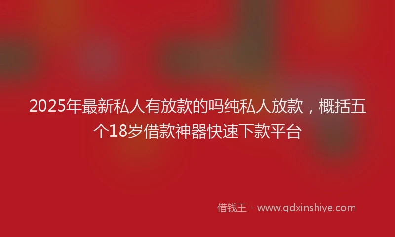 2025年最新私人有放款的吗纯私人放款，概括五个18岁借款神器快速下款平台