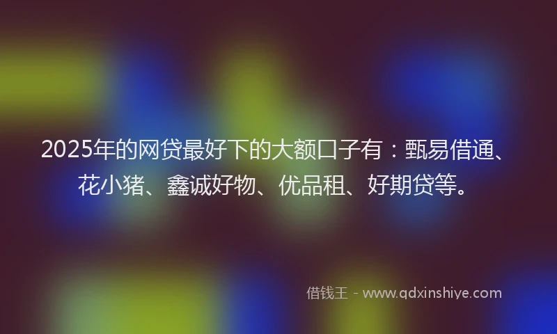 2025年的网贷最好下的大额口子有：甄易借通、花小猪、鑫诚好物、优品租、好期贷等。