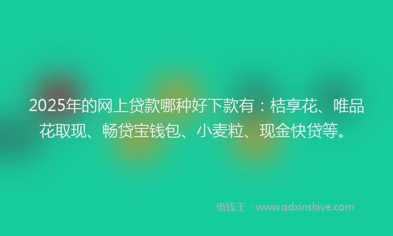 2025年的网上贷款哪种好下款有：桔享花、唯品花取现、畅贷宝钱包、小麦粒、现金快贷等。