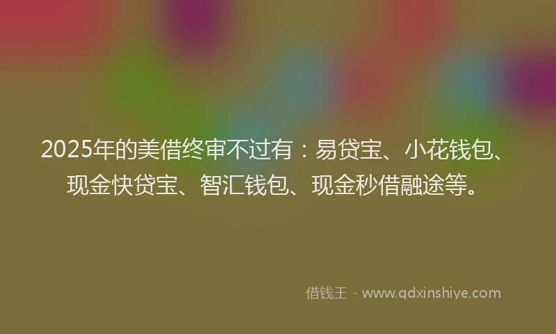 2025年的美借终审不过有：易贷宝、小花钱包、现金快贷宝、智汇钱包、现金秒借融途等。