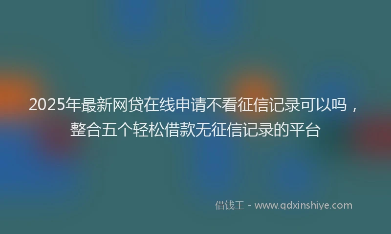 2025年最新网贷在线申请不看征信记录可以吗，整合五个轻松借款无征信记录的平台