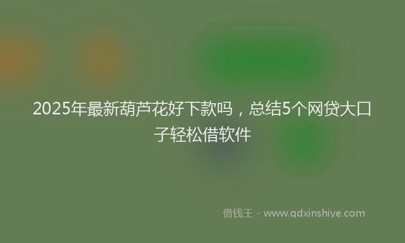 2025年最新葫芦花好下款吗，总结5个网贷大口子轻松借软件