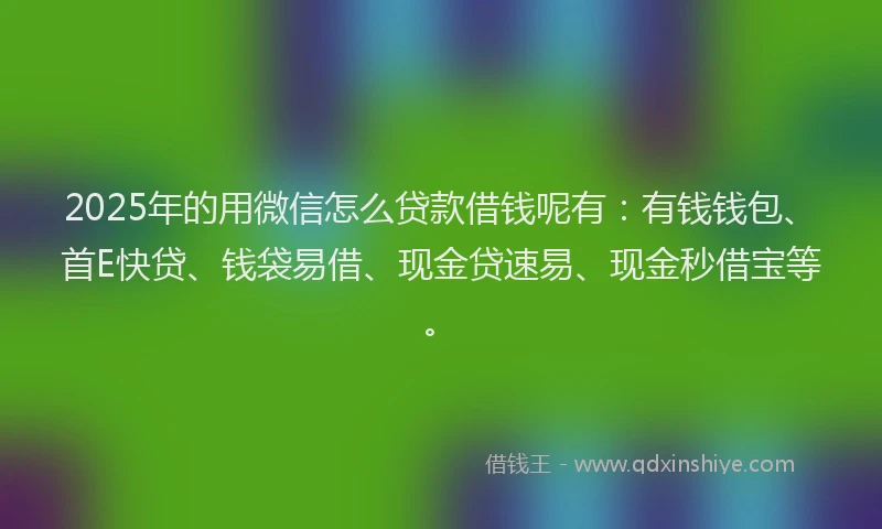 2025年的用微信怎么贷款借钱呢有：有钱钱包、首E快贷、钱袋易借、现金贷速易、现金秒借宝等。