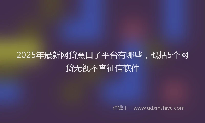 2025年最新网贷黑口子平台有哪些，概括5个网贷无视不查征信软件