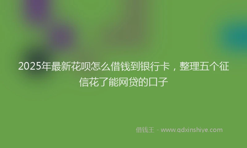2025年最新花呗怎么借钱到银行卡，整理五个征信花了能网贷的口子