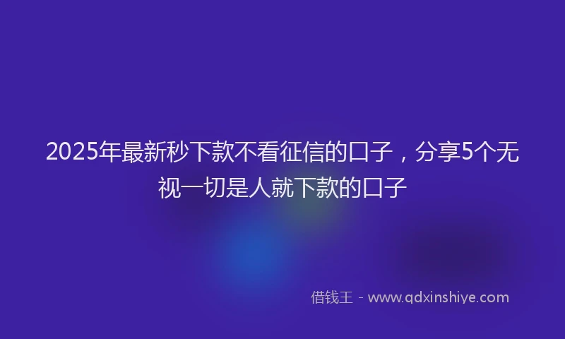 2025年最新秒下款不看征信的口子，分享5个无视一切是人就下款的口子