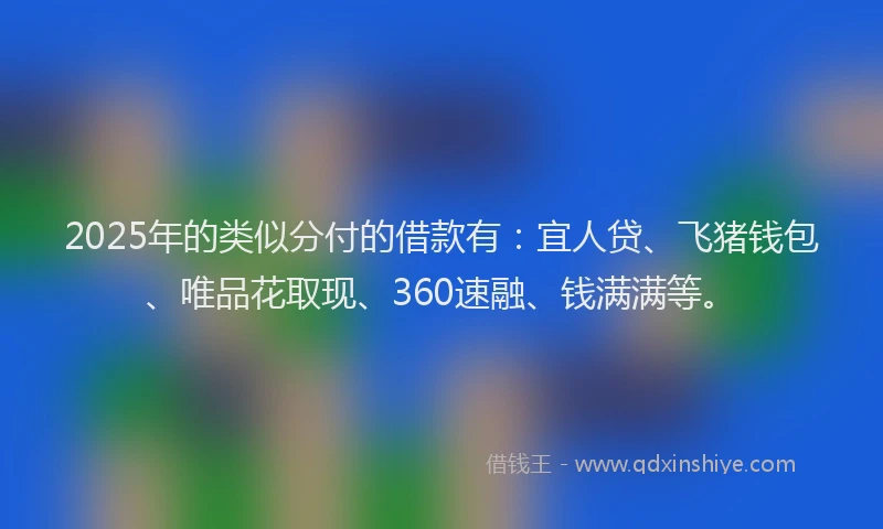 2025年的类似分付的借款有：宜人贷、飞猪钱包、唯品花取现、360速融、钱满满等。