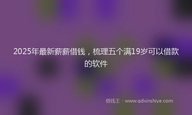 2025年最新薪薪借钱，梳理五个满19岁可以借款的软件