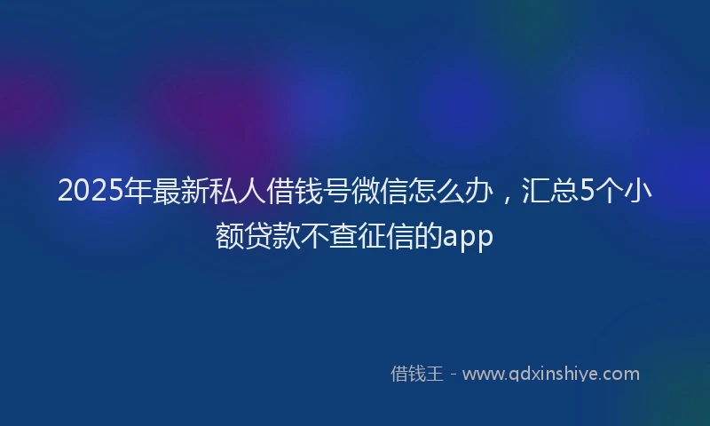 2025年最新私人借钱号微信怎么办，汇总5个小额贷款不查征信的app