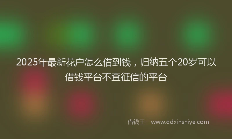 2025年最新花户怎么借到钱，归纳五个20岁可以借钱平台不查征信的平台