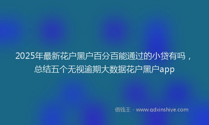 2025年最新花户黑户百分百能通过的小贷有吗，总结五个无视逾期大数据花户黑户app