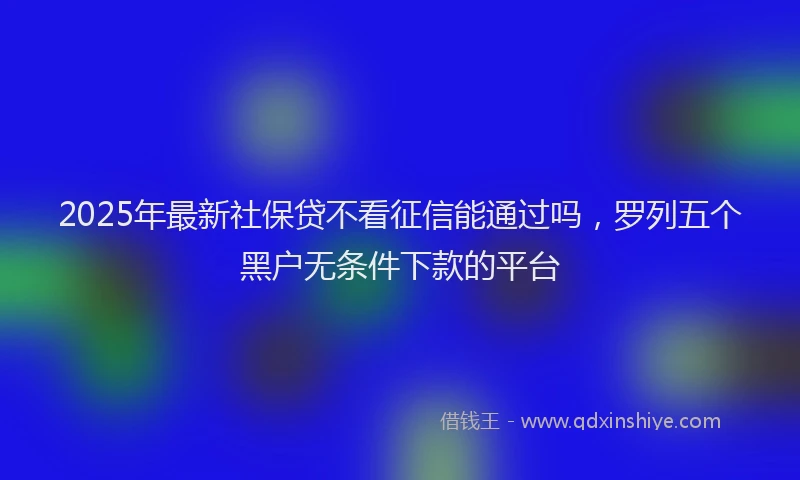 2025年最新社保贷不看征信能通过吗，罗列五个黑户无条件下款的平台