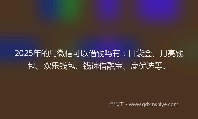 2025年的用微信可以借钱吗有：口袋金、月亮钱包、欢乐钱包、钱速借融宝、鹿优选等。