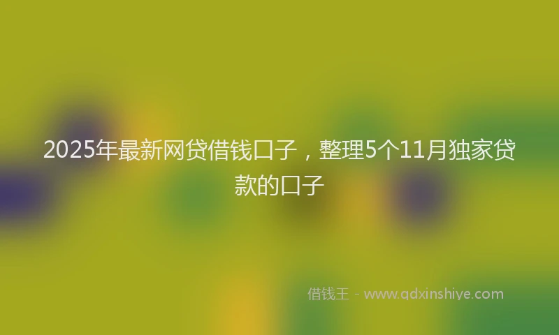 2025年最新网贷借钱口子，整理5个11月独家贷款的口子