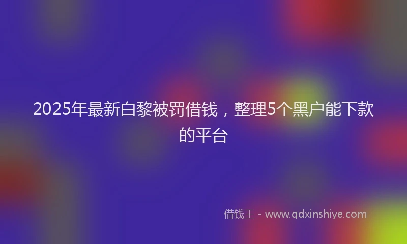 2025年最新白黎被罚借钱，整理5个黑户能下款的平台