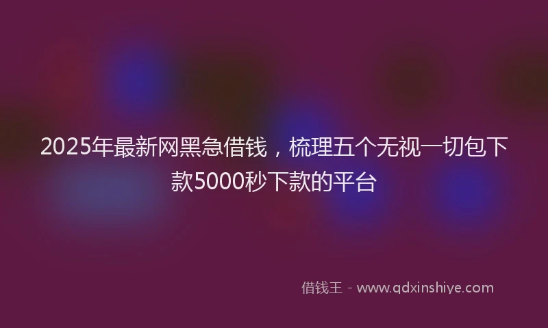 2025年最新网黑急借钱，梳理五个无视一切包下款5000秒下款的平台