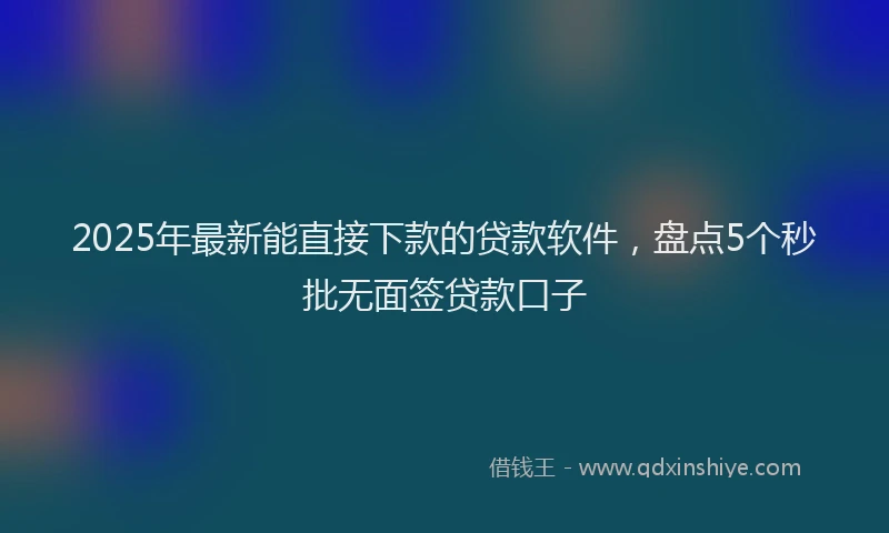 2025年最新能直接下款的贷款软件，盘点5个秒批无面签贷款口子