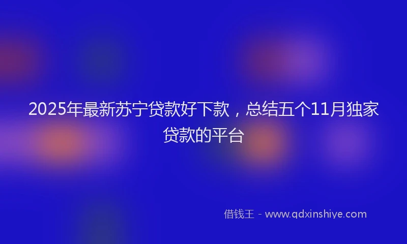 2025年最新苏宁贷款好下款，总结五个11月独家贷款的平台