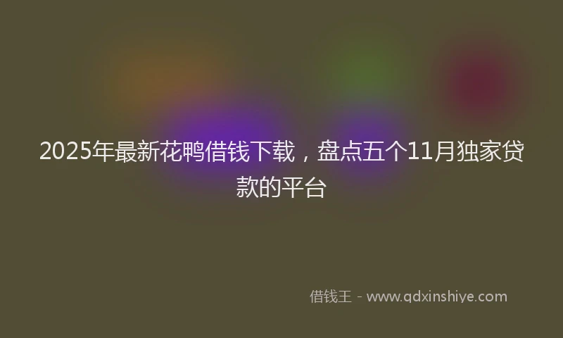 2025年最新花鸭借钱下载，盘点五个11月独家贷款的平台
