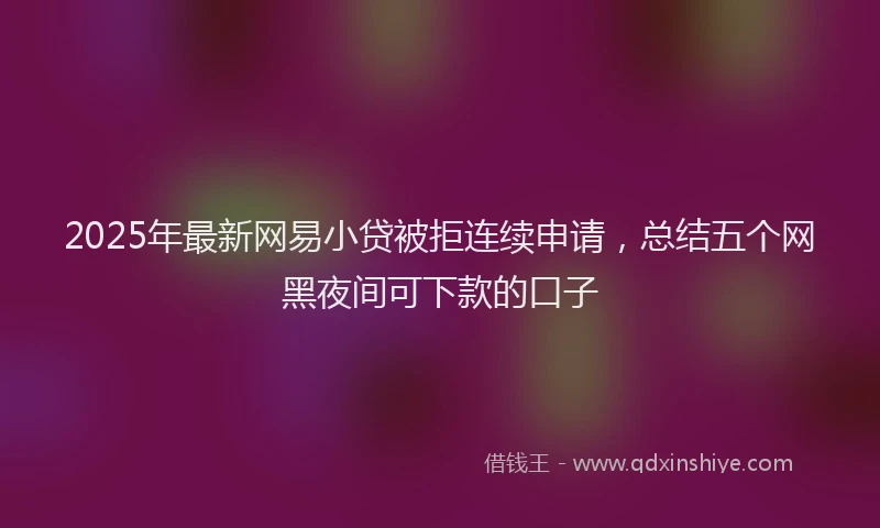 2025年最新网易小贷被拒连续申请，总结五个网黑夜间可下款的口子
