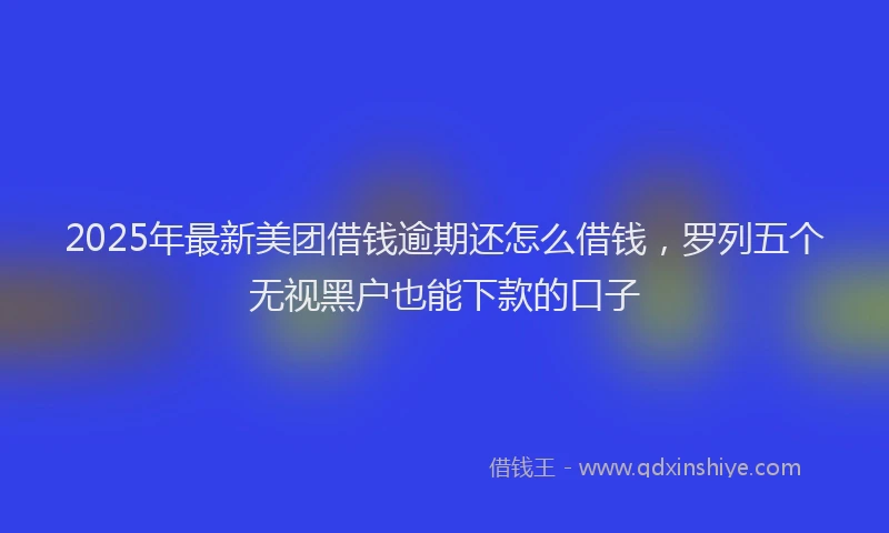 2025年最新美团借钱逾期还怎么借钱，罗列五个无视黑户也能下款的口子