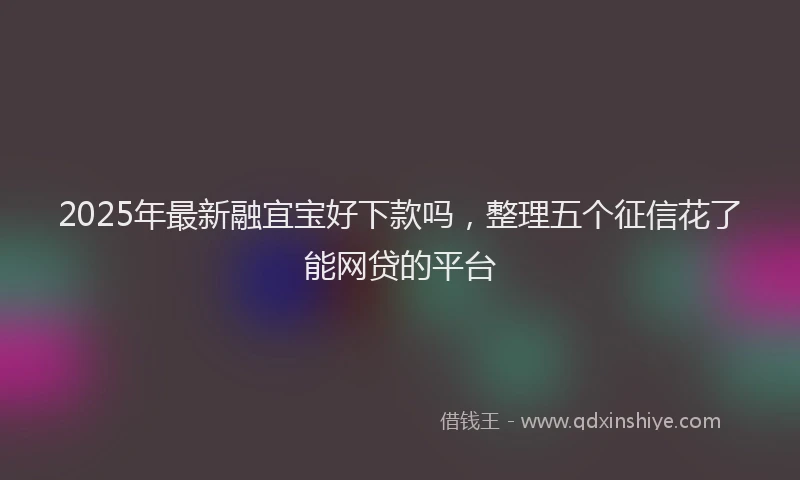 2025年最新融宜宝好下款吗，整理五个征信花了能网贷的平台