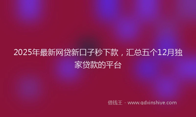 2025年最新网贷新口子秒下款，汇总五个12月独家贷款的平台