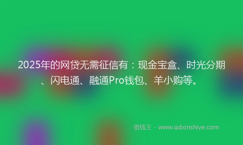 2025年的网贷无需征信有：现金宝盒、时光分期、闪电通、融通Pro钱包、羊小购等。