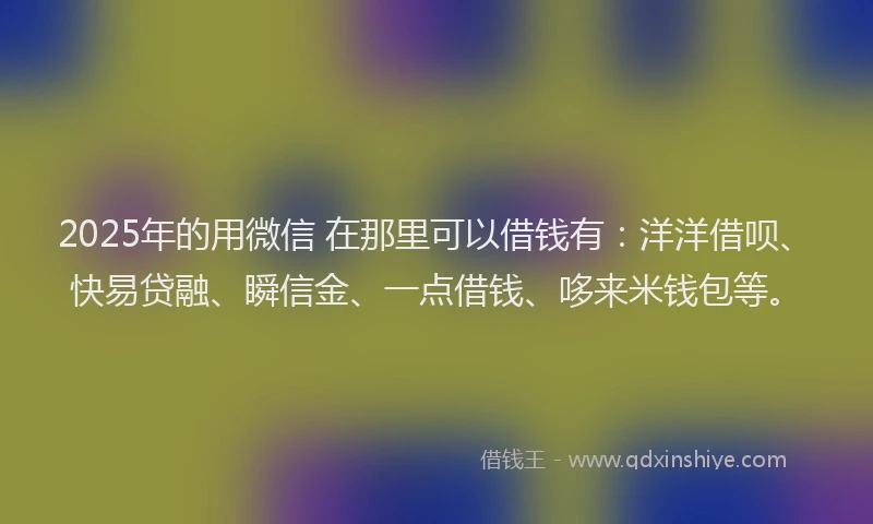 2025年的用微信 在那里可以借钱有：洋洋借呗、快易贷融、瞬信金、一点借钱、哆来米钱包等。