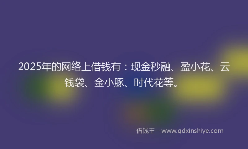 2025年的网络上借钱有：现金秒融、盈小花、云钱袋、金小豚、时代花等。